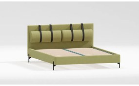 Letto matrimoniale imbottito verde chiaro con griglia 200x200 cm Tulsa - Ropez