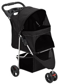 Passeggino Per Cani Pieghevole Nero 80x46x98cm Tessuto Oxford /