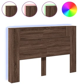 Testiera con contenitore a led rovere marrone 160x16,5x103,5 cm