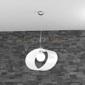 Lap sospensione d.42 cm 1 luce attacco e27 in vetro bianco