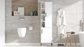 Armadio Da Bagno Multiuso 45x36x174 Con Ante E Vani Aria Bianca