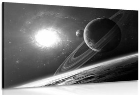 Quadro su tela – Pianeta nello spazio in bianco e nero