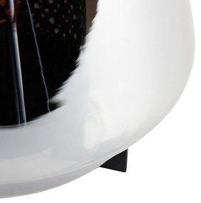 Lampada da tavolo Art Déco nera con vetro fumé 23 cm - Kevin