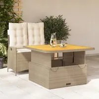 Set da Pranzo da Giardino 2 pz con Cuscini Beige in Polyrattancod mxl 113012