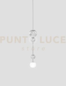 Oto sospensione pead bianco rigadin nickel satinato 1 luce attacco g9