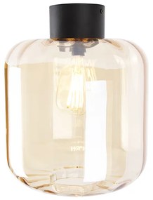 Plafoniera di design nera con vetro ambrato - Qara