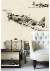 Fotomurale Aeroplano, beige e grigio