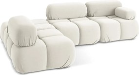 Divano angolare componibile bianco (con penisola a sinistra) con rivestimento in velluto Lokua – Makamii