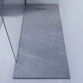 Piatto doccia NEO V2 SENSEA in composito minerale di resina gelificata marmo kanali L 70 x L 160 x H 3.1 cm