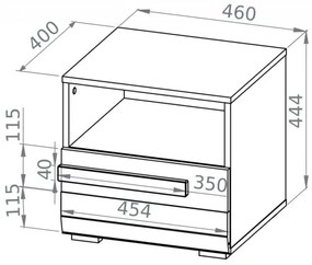Comodino SARPA 45x46 cm bianco/marrone