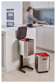 Bidone in acciaio per rifiuti differenziati in argento 40 l Totem Compact - Joseph Joseph