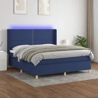 Letto a Molle con Materasso e LED Blu 180x200 cm in Tessuto cod mxl 54673