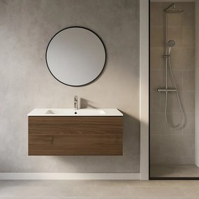Mobile da bagno sospeso sotto lavabo L 120 x H 64 x P 32 cm noce,1 cassetto Apertura push-pull SENSEA Neo, Maniglie acquistabili separatamente