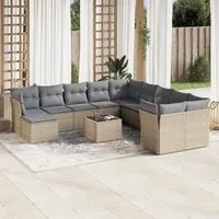 Set Divani da Giardino 12 pz con Cuscini Beige in Polyrattan 3250458