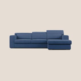 Vegas divano angolare con poggiatesta reclinabili in microfibra impermeabile T11 blu