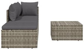 Set divani da giardino 4 pz con cuscini in polyrattan grigio