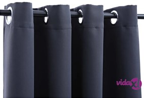 vidaXL Tende Oscuranti con Anelli in Metallo 2 pz Antracite 140x175 cm