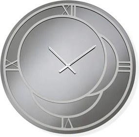 Orologio rotondo D60 cm in cristallo Fumč e dettagli Argento CAIUS