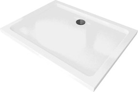 Mexen Flat piatto doccia rettangolare slim 110 x 70 cm, bianco, sifone nero - 40107011B