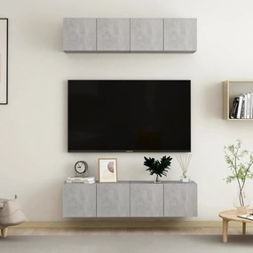 Mobili Tv 4 Pz Grigio Cemento 60x30x30 Cm İn Legno Multistrato /