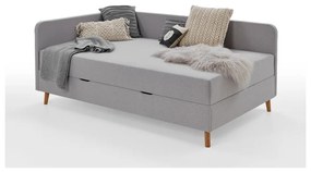 Letto singolo imbottito grigio chiaro con contenitore con materasso incluso 90x200 cm Cabana – Meise Möbel