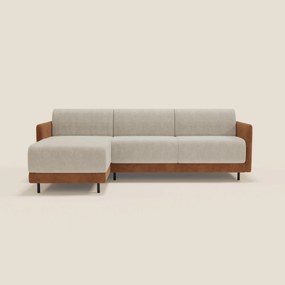 Narciso divano letto angolare con materasso alto 18 cm e penisola contenitore in tessuto bicolore impermeabile T11 e T06