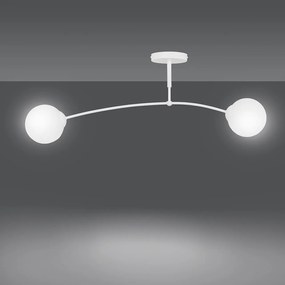 Lampadario a Sospensione in Acciaio e Vetro PREGOS 2 Nero/Bianco 2xE14