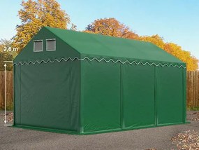 TOOLPORT 3x6 m tenda capannone, altezza 2,6m, PVC 800, telaio perimetrale, verde scuro, senza statica - (7701BL)