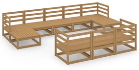 Set divani da giardino 10 pz in legno massello di pino