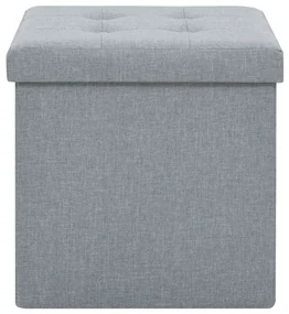 Pouf pieghevole con contenitore grigio chiaro in simil lino