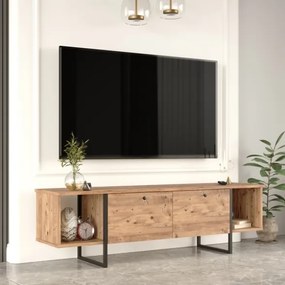 Mobile TV Da Terra 160 Cm Stile Industrial Con Ante A Ribalta Icaro Rovere