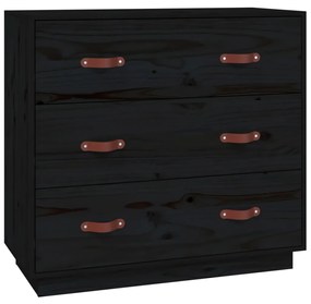 Credenza nera 80x40x75 cm in legno massello di pino