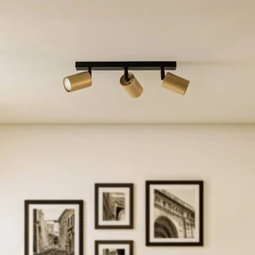SIGMA Faretto da soffitto Zoom, a 3 luci, nero/oro
