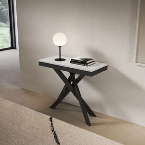 Consolle allungabile Libo Evolution - Bianco frassino telaio antracite 90x40/300 cm