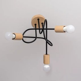 Plafoniera OXFORD 3xE27/15W/230V pino/nero