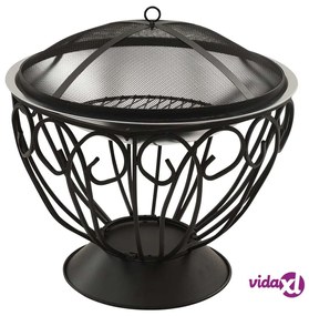 vidaXL Braciere e Barbecue 2in1 e Attizzatoio 59x59x60 cm Acciaio Inox