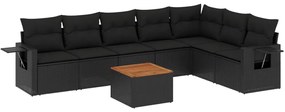 Set Divani da Giardino con Cuscini 8 pz Nero in Polyrattan