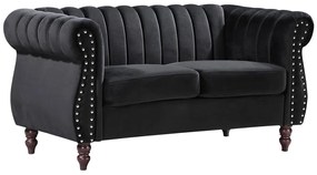 Divano Chesterfield 2 posti in Velluto Nero - TRUMBO