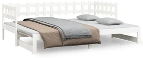 Dormeuse estraibile bianca 2x(80x200) cm legno massello di pino