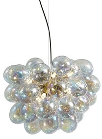 Lampada a sospensione Art Déco oro con vetro arcobaleno 50cm 8 luci - Uvas
