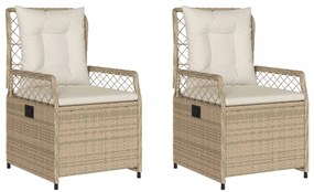 Sedie da giardino reclinabili 2 pz beige polyrattan