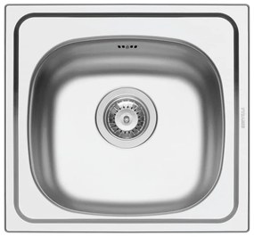 Lavello integrato 1 vasca in inox argento DELINIA Neva L 44 x L 47 cm