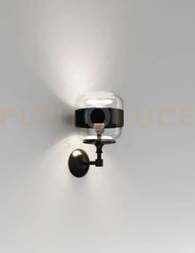 Futura applique a parete p cristallo nero montatura nero opaco 1 lu...