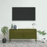 Mobile TV Verde Oliva 105x35x50 cm in Acciaio 336225