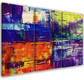 Quadro su tela 3  pannelli, Abstrazione dipinta a mano colorata  Dimensioni Tappeti 60x40