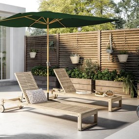 Ombrellone a palo centrale marrone Agorà NATERIAL con telo rettangolare verde L 300 x P 194 x H 255 cm