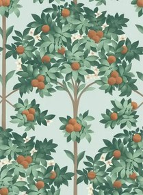 Cole & Son Carta da parati Orange Blossom - Burnt Orange/ Mint on Seafoam
