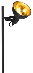 Lampada da terra industriale nera con oro 1 luce - Tommy