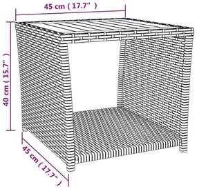 Set Mobili Giardino 3pz Grigio Polyrattan Legno Massello Acacia