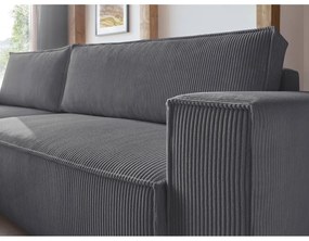 Divano letto a coste grigio scuro ad angolo variabile Nihad - Bobochic Paris